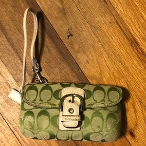 Coach Green Buckle Wristlet